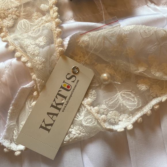 Kaktus NWT White Lined Lace Bubble Mini Dress - Sz M - Picture 7 of 14